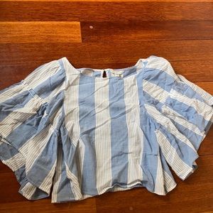 Flowy Blue and White Blouse - American Eagle